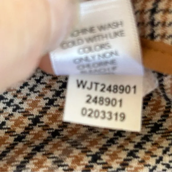 J JILL Jacket Blazer Houndstooth Plaid Tan Navy Oversized Trendy Size L NWT