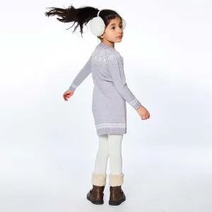 Jacquard Knitted Long Sleeve Dress Light Heather Grey