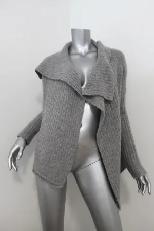 James Perse Cashmere Cardigan Gray Ribbed Knit Size 0 Drape Front Sweater