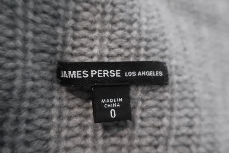 James Perse Cashmere Cardigan Gray Ribbed Knit Size 0 Drape Front Sweater