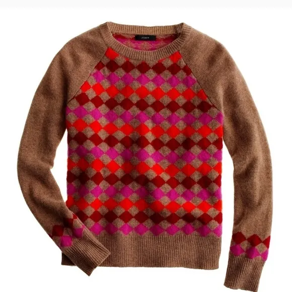 J.CREW lambs wool diamond sweater