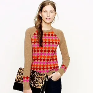 J.CREW lambs wool diamond sweater