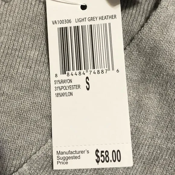 Joan Vass New York Sweater color Light Grey Heather. NWT