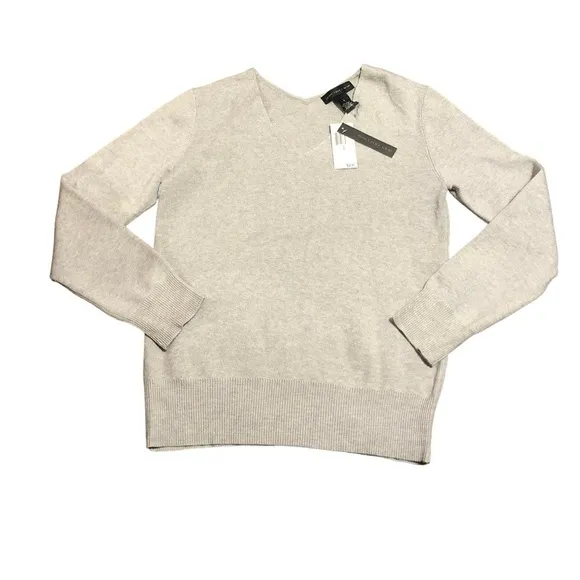 Joan Vass New York Sweater color Light Grey Heather. NWT