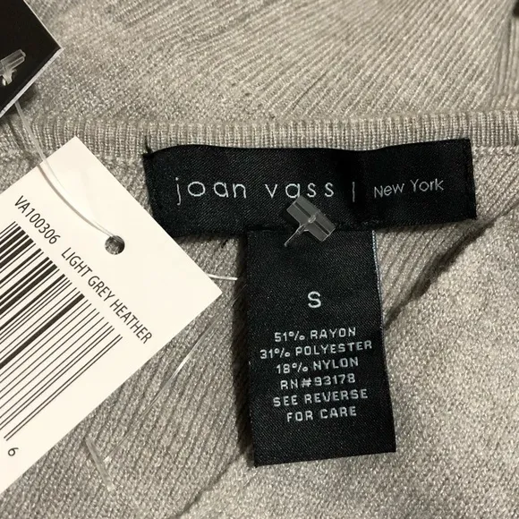 Joan Vass New York Sweater color Light Grey Heather. NWT