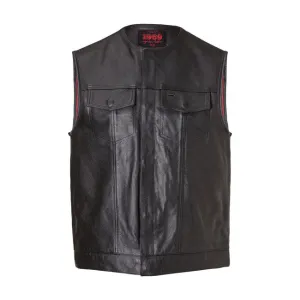 JOHN DOE MC OUTLAW LEATHER VEST BLACK