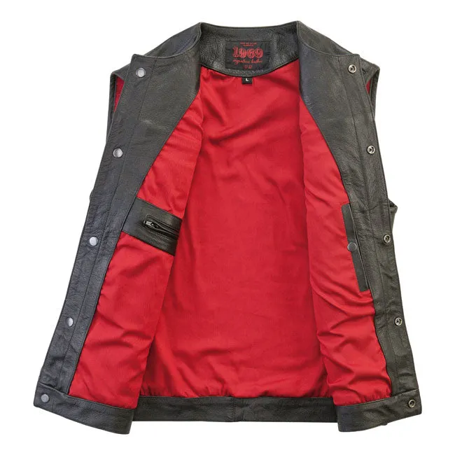 JOHN DOE MC OUTLAW LEATHER VEST BLACK