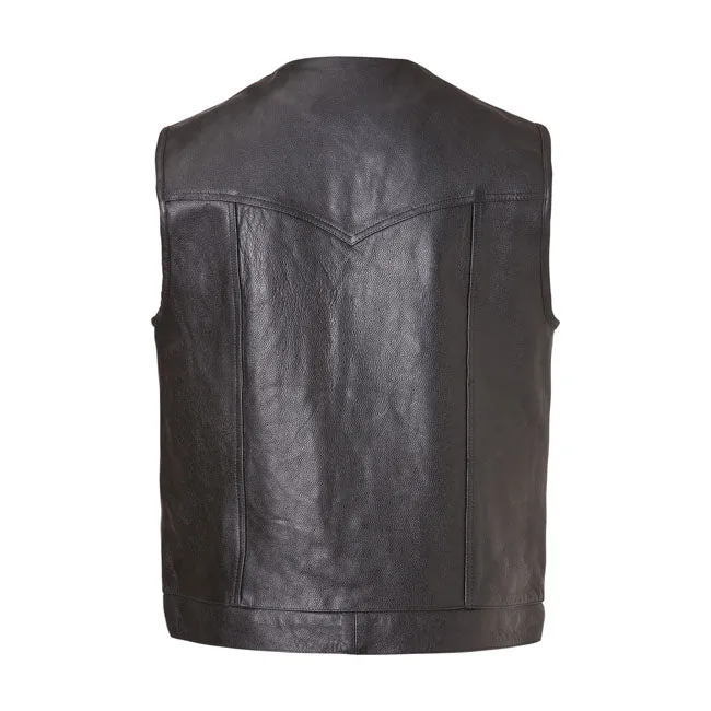 JOHN DOE MC OUTLAW LEATHER VEST BLACK