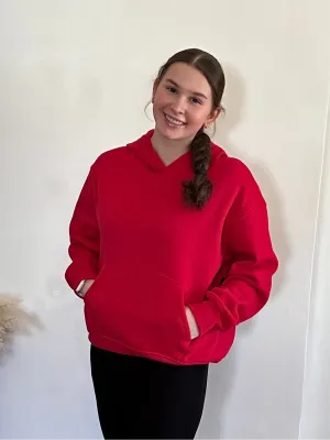 Kangaroo Pocket Hoodie | Ruby Red
