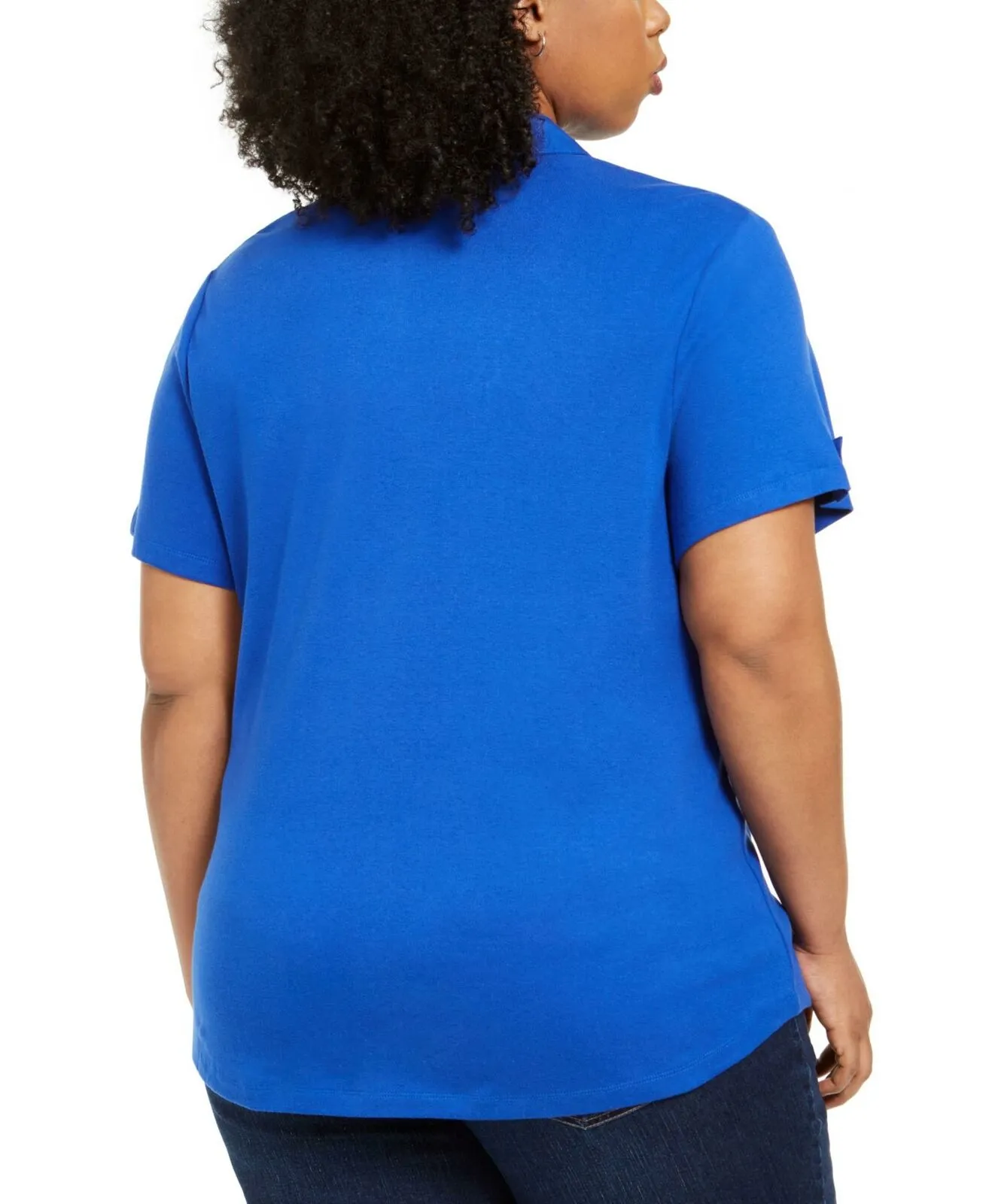 Karen Scott Plus Size Johnny Collar Cotton Knit Top