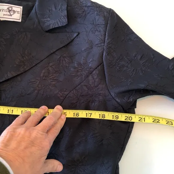 Karin Stevens Petites Vintage 2 Piece Dress &amp; Jacket Suit Black Women’s 12P 50’s