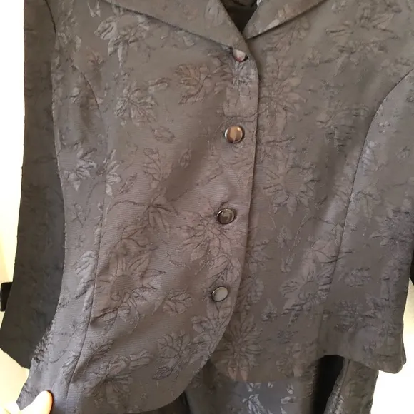 Karin Stevens Petites Vintage 2 Piece Dress &amp; Jacket Suit Black Women’s 12P 50’s