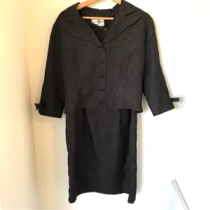 Karin Stevens Petites Vintage 2 Piece Dress &amp; Jacket Suit Black Women’s 12P 50’s