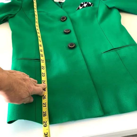 Kasper for ASL Vintage 2 Piece Skirt Suit, Women’s 10 Green w/ Houndstooth Skirt