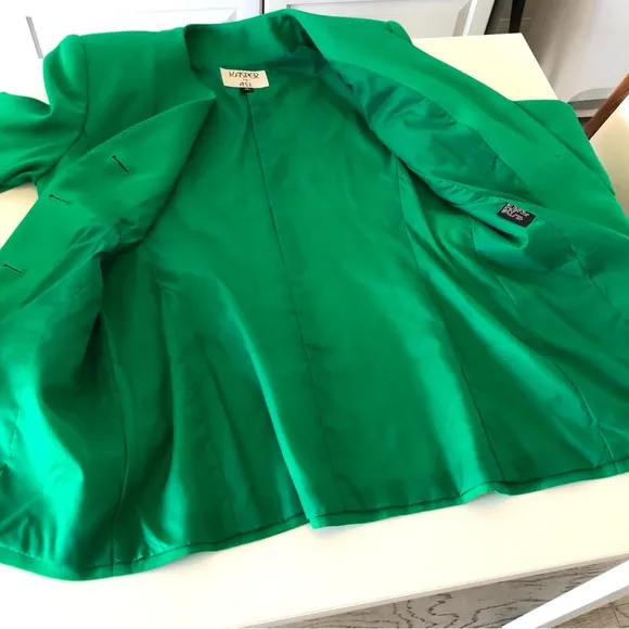 Kasper for ASL Vintage 2 Piece Skirt Suit, Women’s 10 Green w/ Houndstooth Skirt