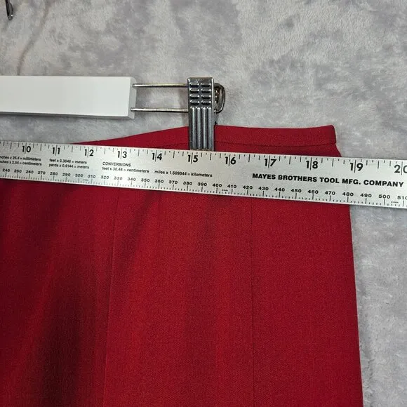Kasper Red Skirt Suit Set Size 16 Polyester Womens Office Wear career formal