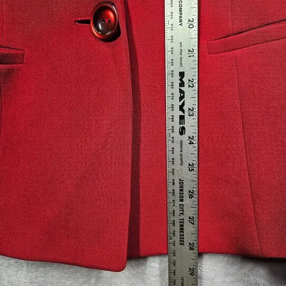 Kasper Red Skirt Suit Set Size 16 Polyester Womens Office Wear career formal
