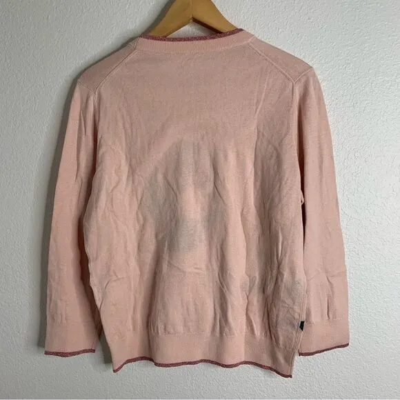 Kate Spade Brooke Street Cameopink Flower Sweater Cashmere Blend Sweater XL