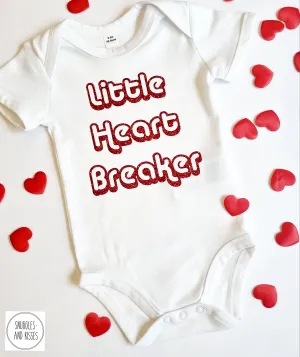 Kids Retro 'Little Heart Breaker' Vest- White with Red Glitter Print