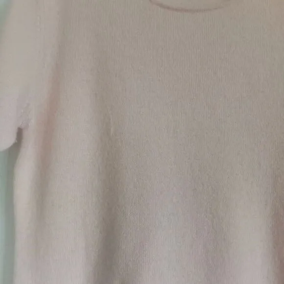 Kirkland 100% Cashmere Sweater 2 Ply Pink Shell Short Sleeve Scoop Neck Women M