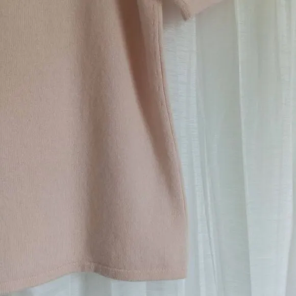 Kirkland 100% Cashmere Sweater 2 Ply Pink Shell Short Sleeve Scoop Neck Women M