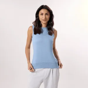 Knitted Sleeveless Sweater - SEASONAL LIGHT BLUE