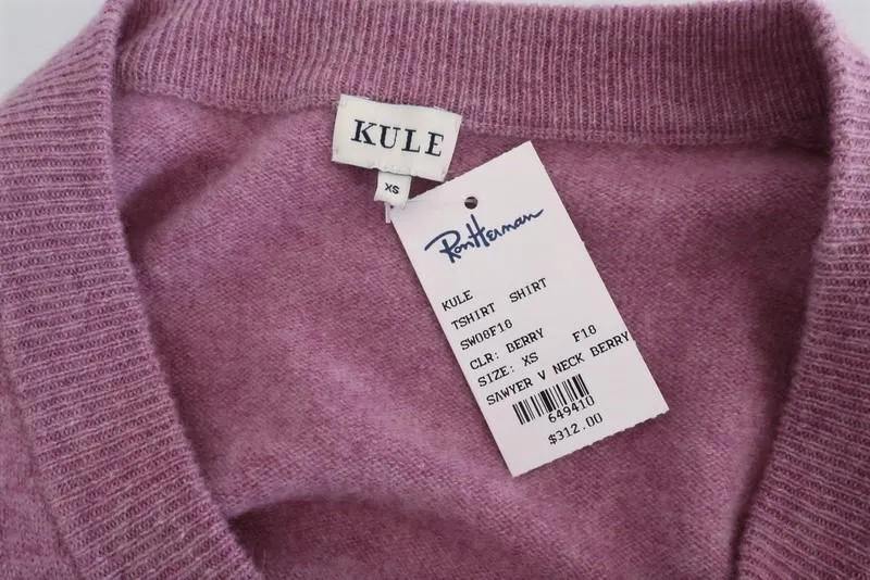 KULE Sweater Sawyer Berry Cashmere-Blend Size Extra Small V-Neck Pullover NEW