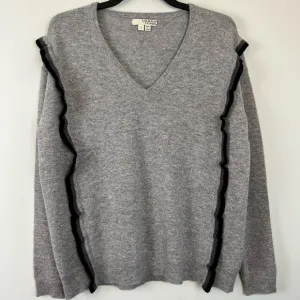 Label   Thread Gray 100% Cashmere V-Neck Sweater Size S