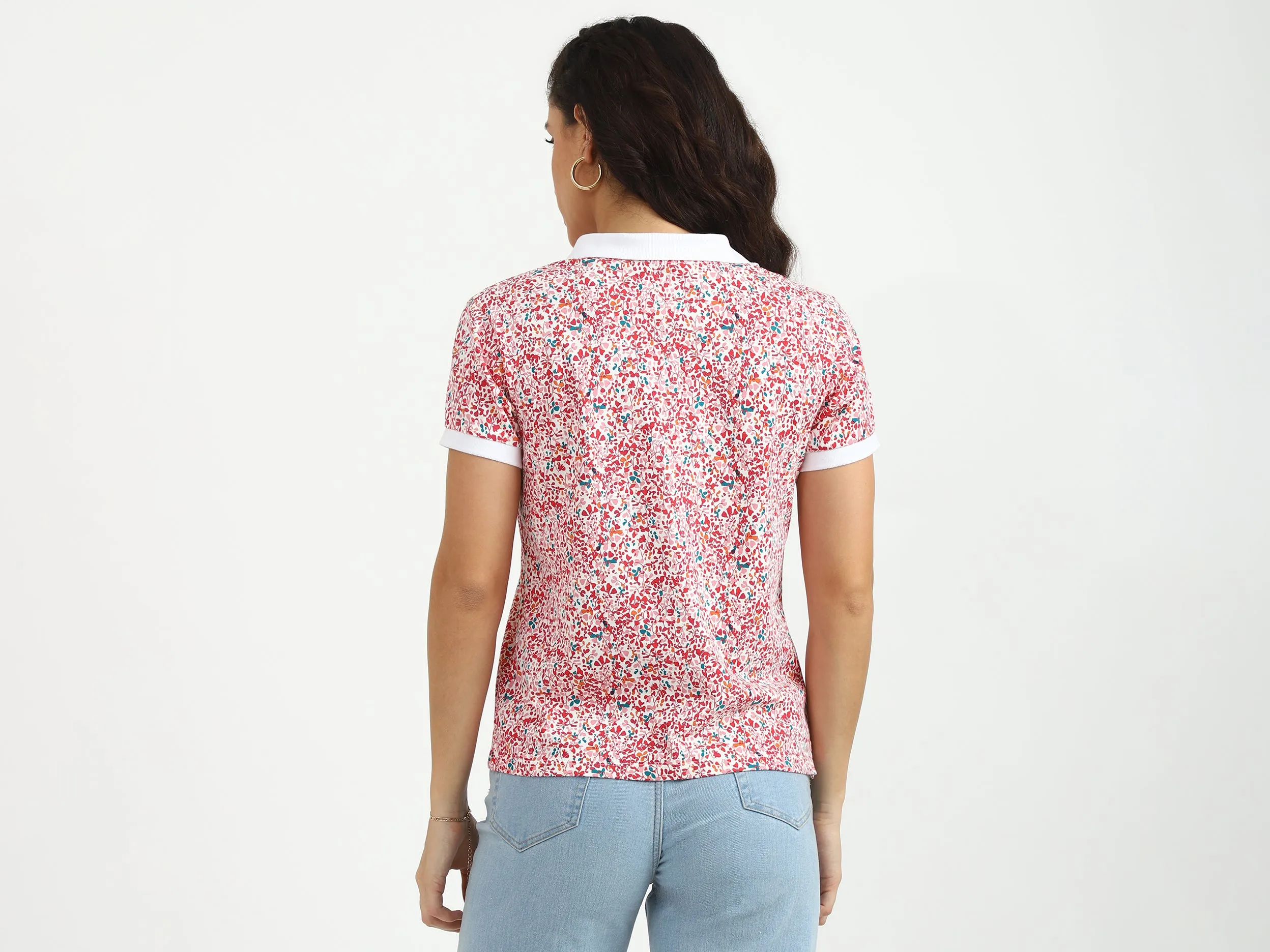 Ladies Printed Polo T-Shirt