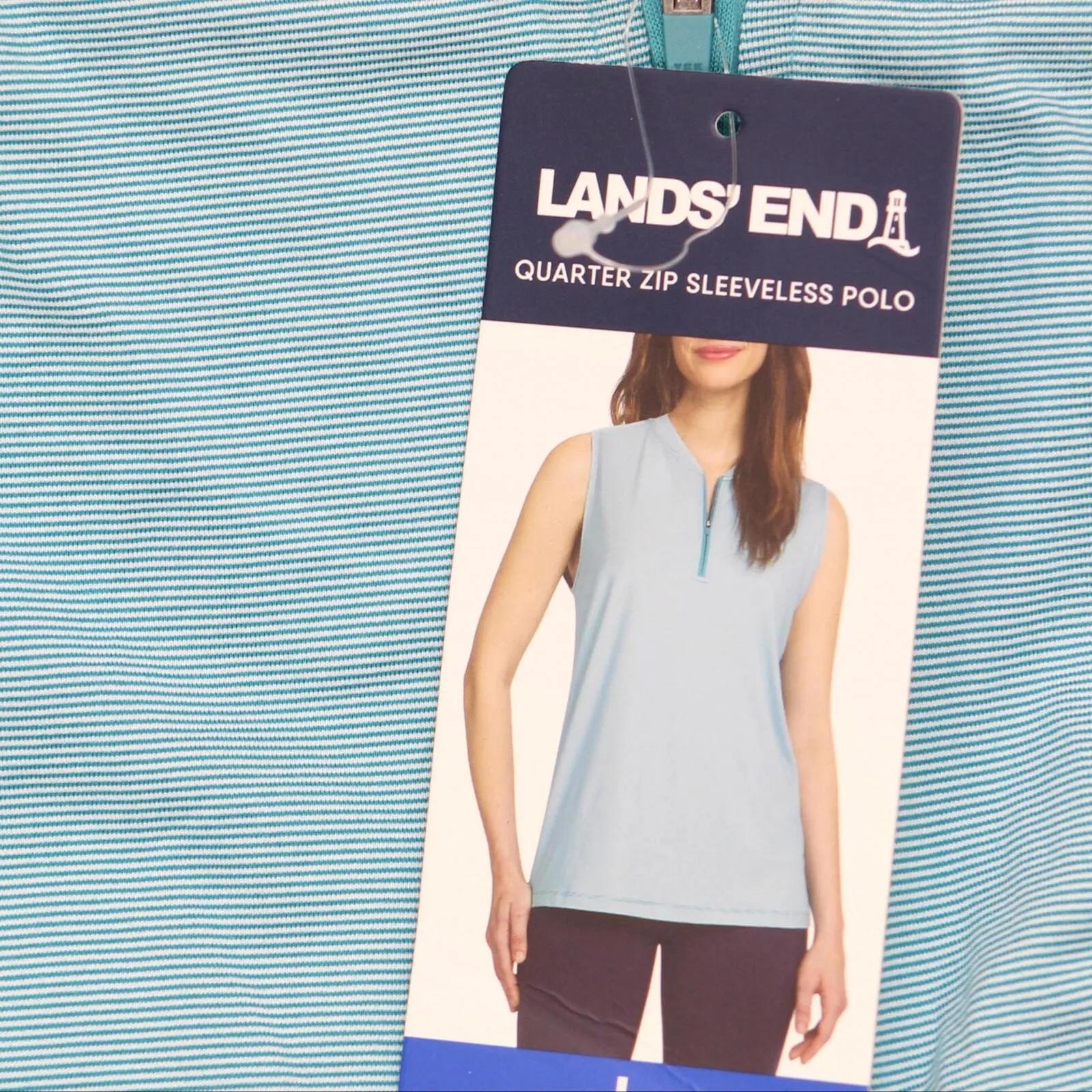 Lands' End Womens 1/4 Zip Sleeveless Polo Shirt 1773216