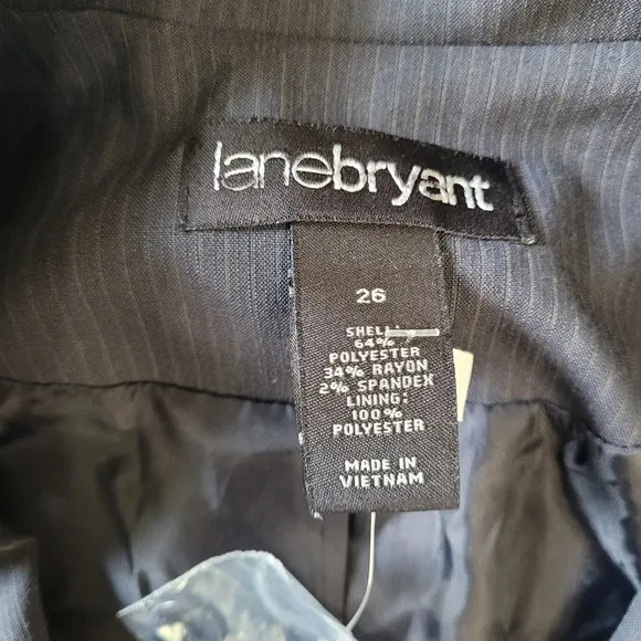 Lane Bryant Gray Pinstripe Two Button Blazer Suit Jacket Size Women's 26 NEW