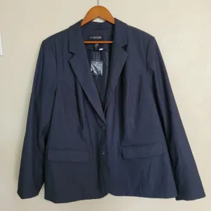 Lane Bryant Gray Pinstripe Two Button Blazer Suit Jacket Size Women's 26 NEW