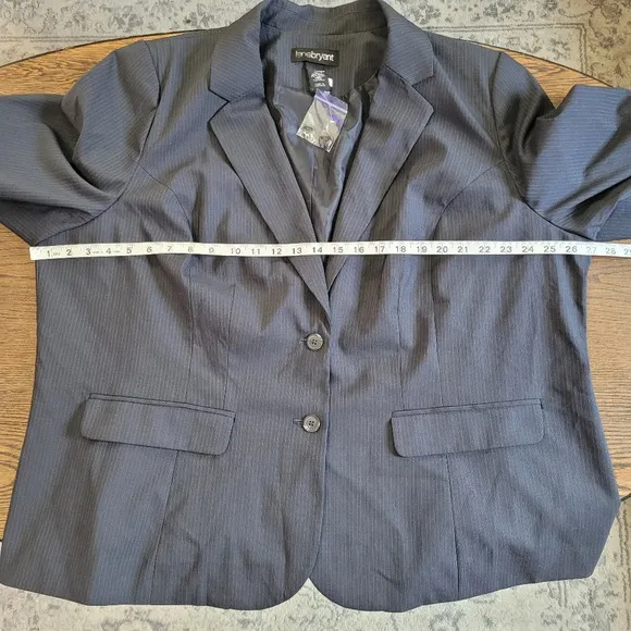 Lane Bryant Gray Pinstripe Two Button Blazer Suit Jacket Size Women's 26 NEW