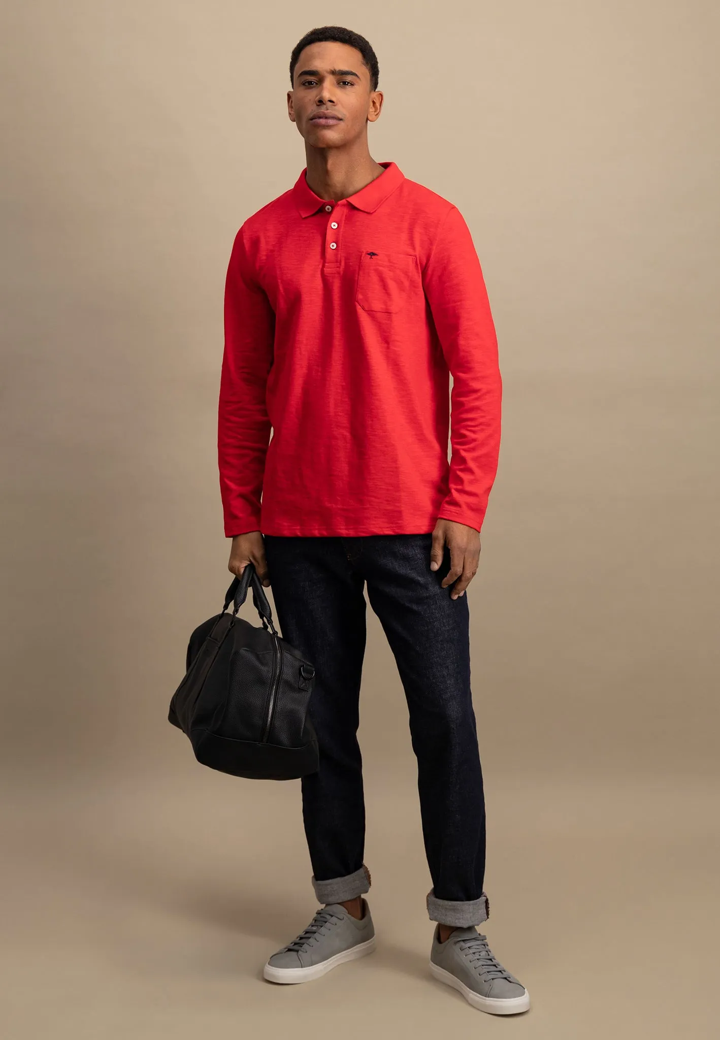 Langarm Poloshirt aus 100% Baumwolle