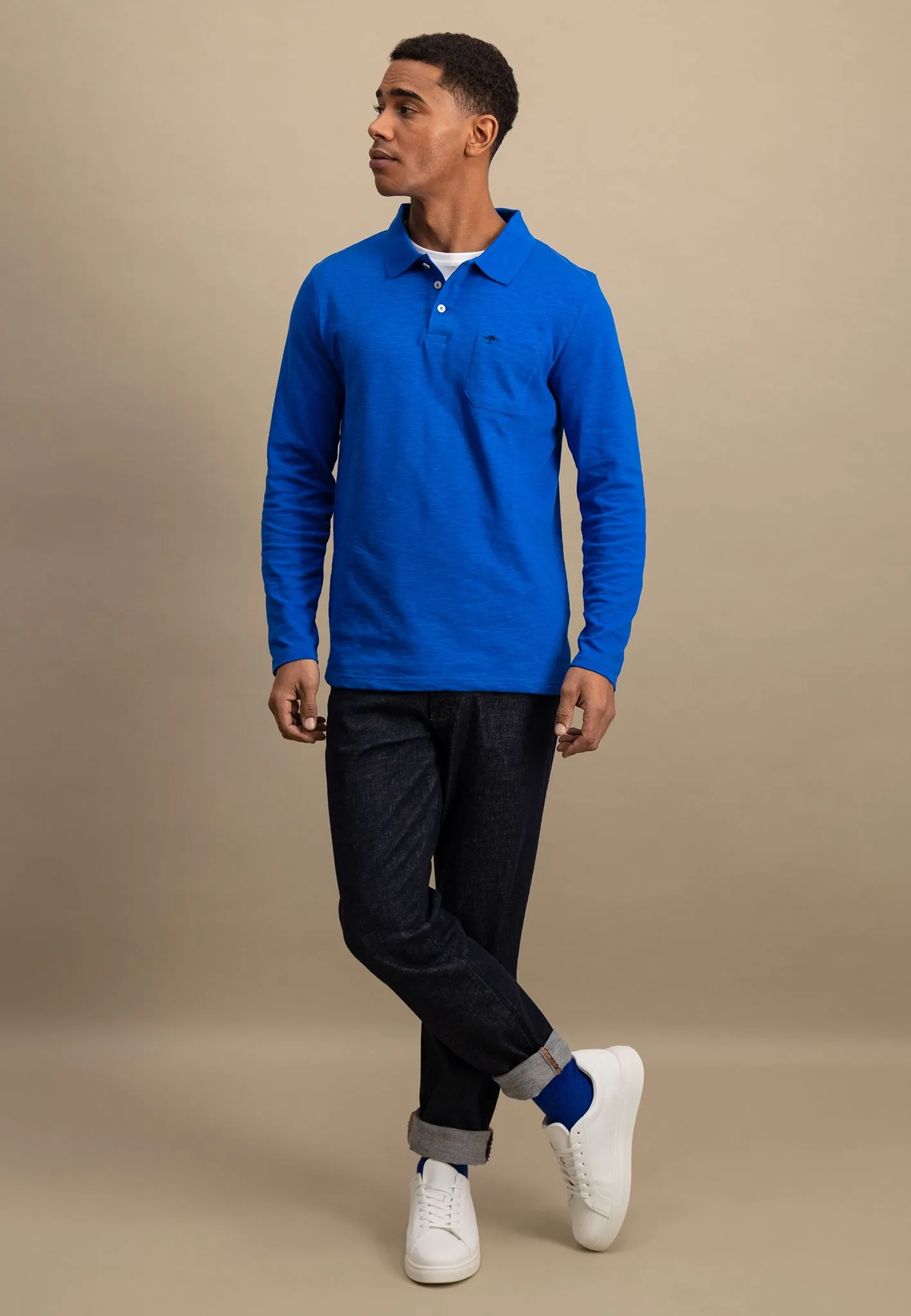 Langarm Poloshirt aus 100% Baumwolle