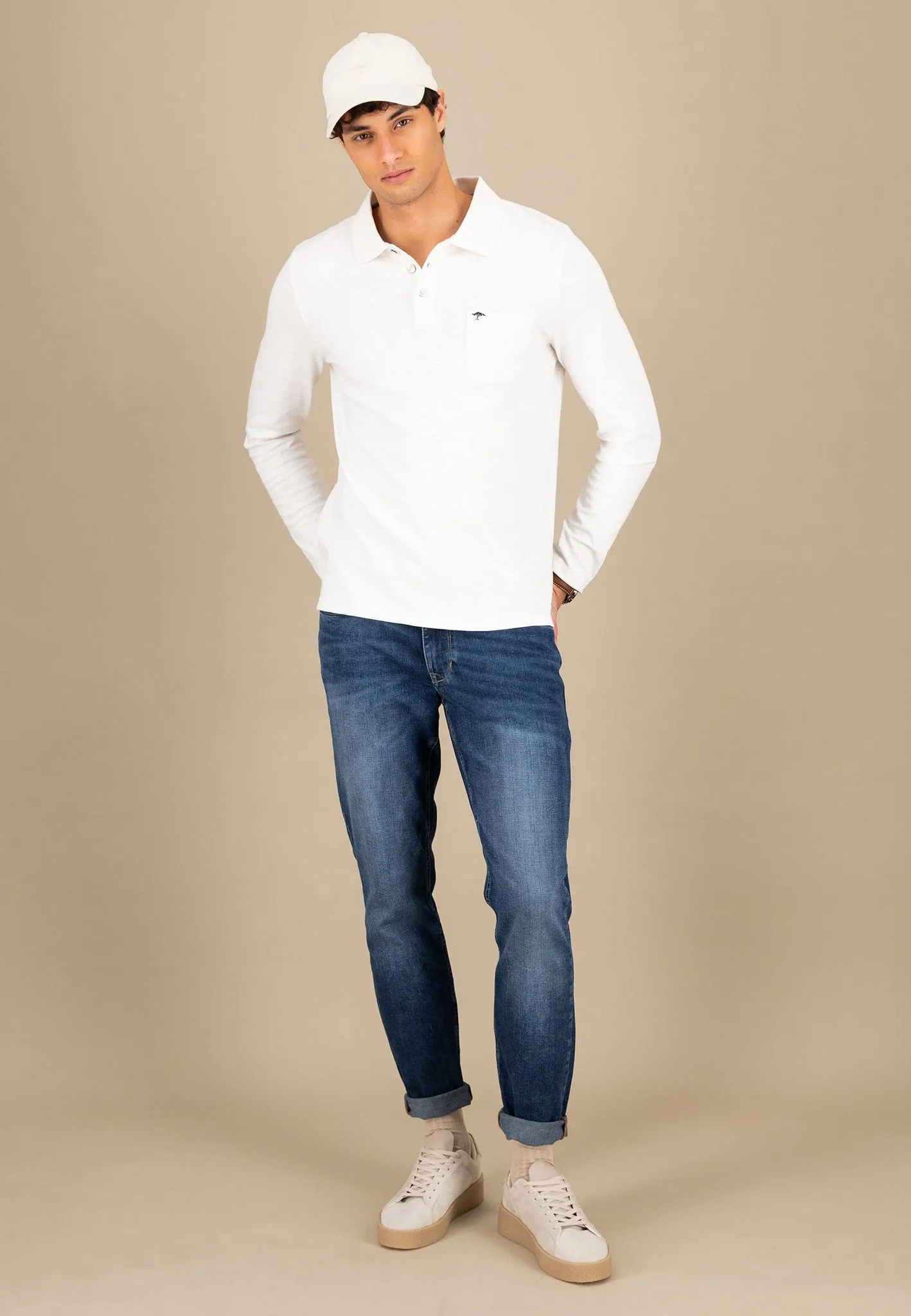 Langarm Poloshirt aus 100% Baumwolle