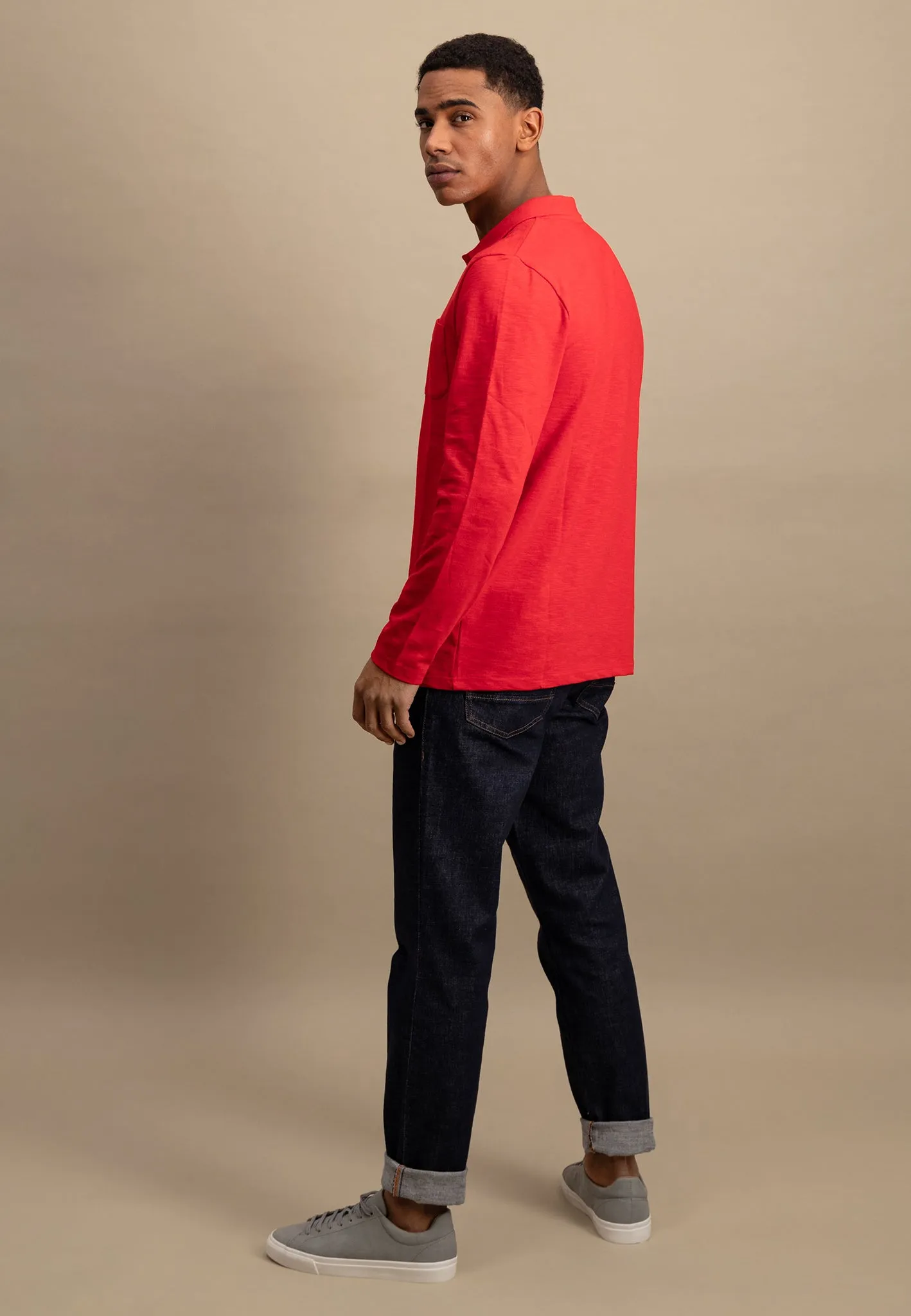 Langarm Poloshirt aus 100% Baumwolle