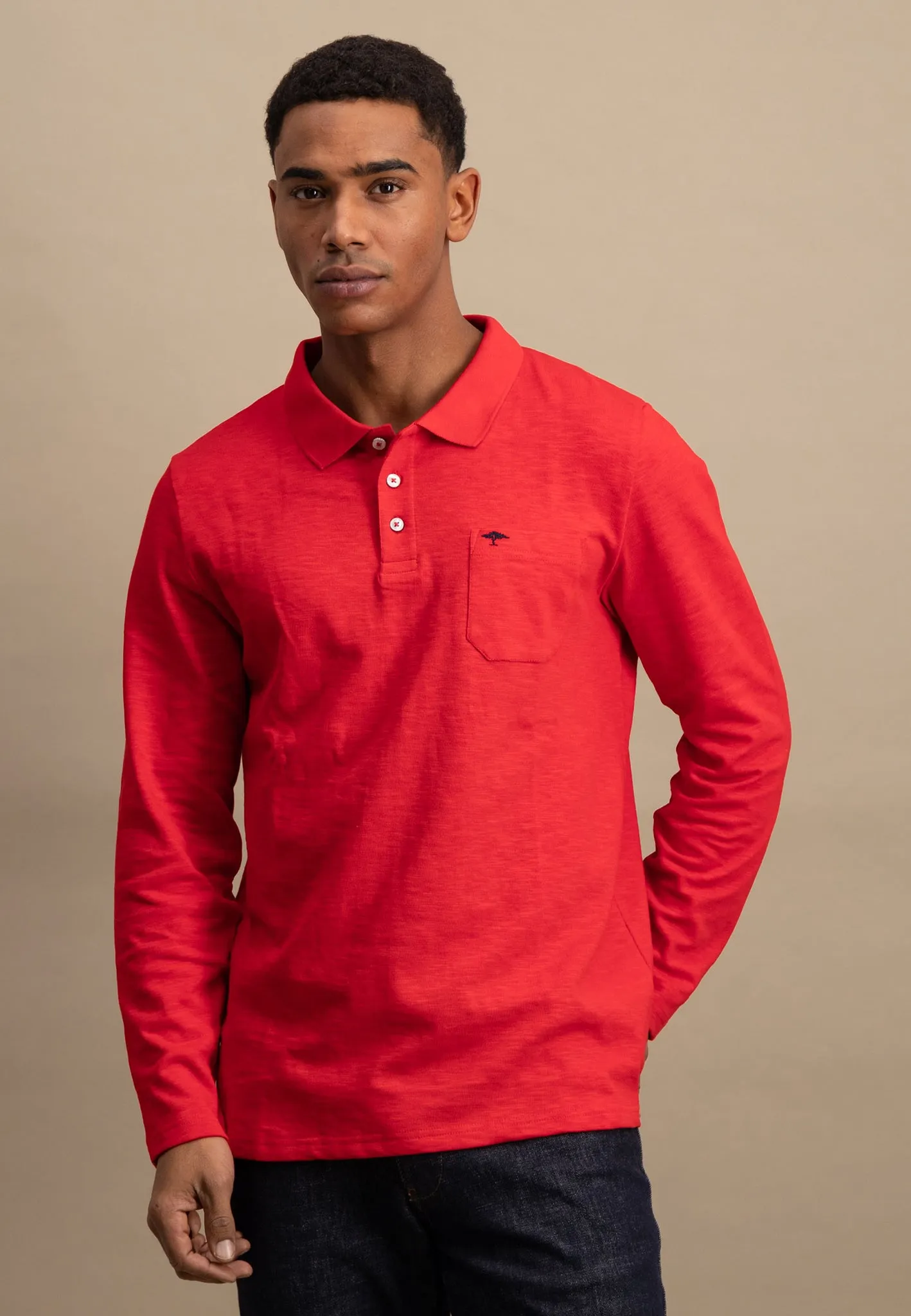 Langarm Poloshirt aus 100% Baumwolle