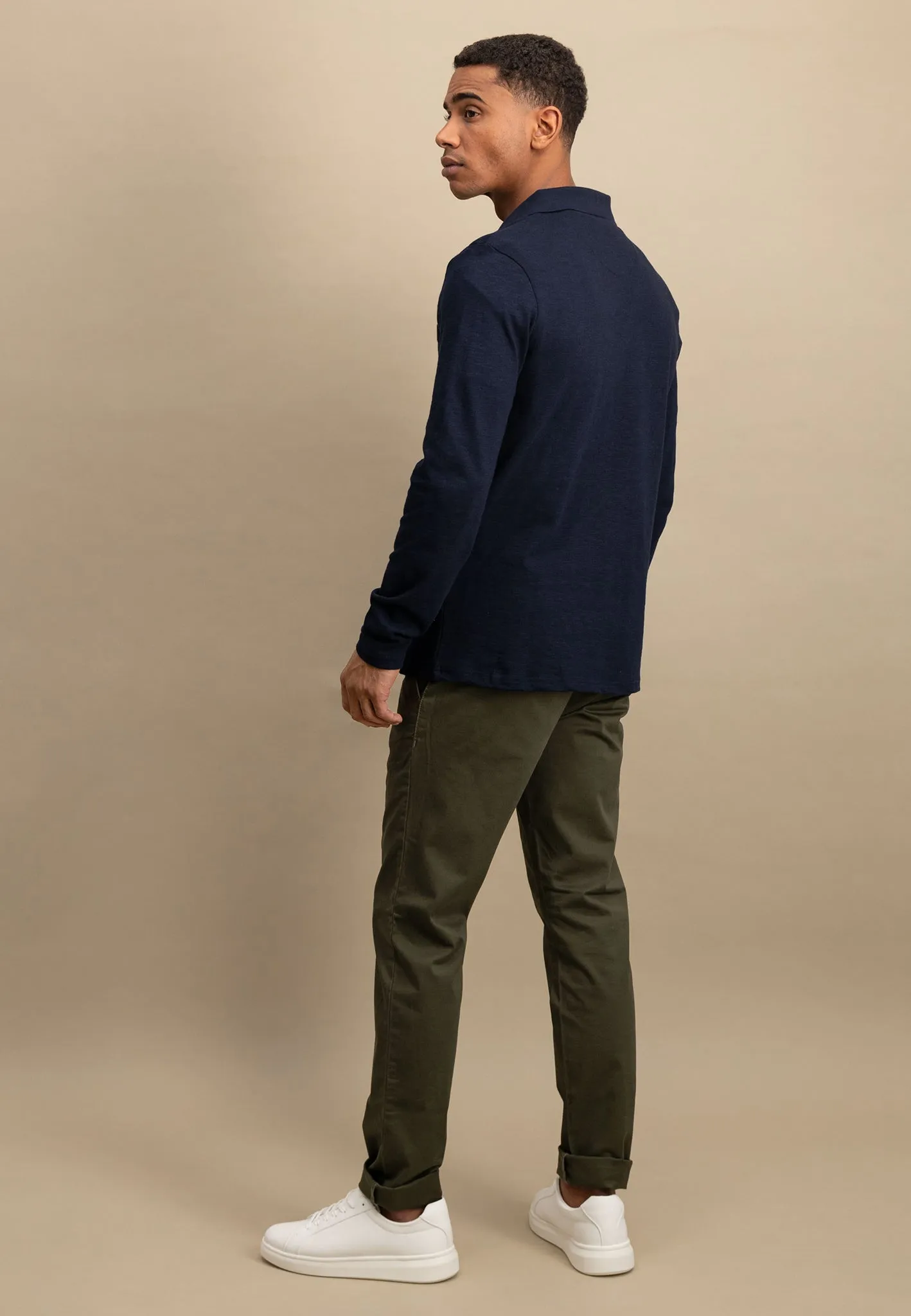 Langarm Poloshirt aus 100% Baumwolle