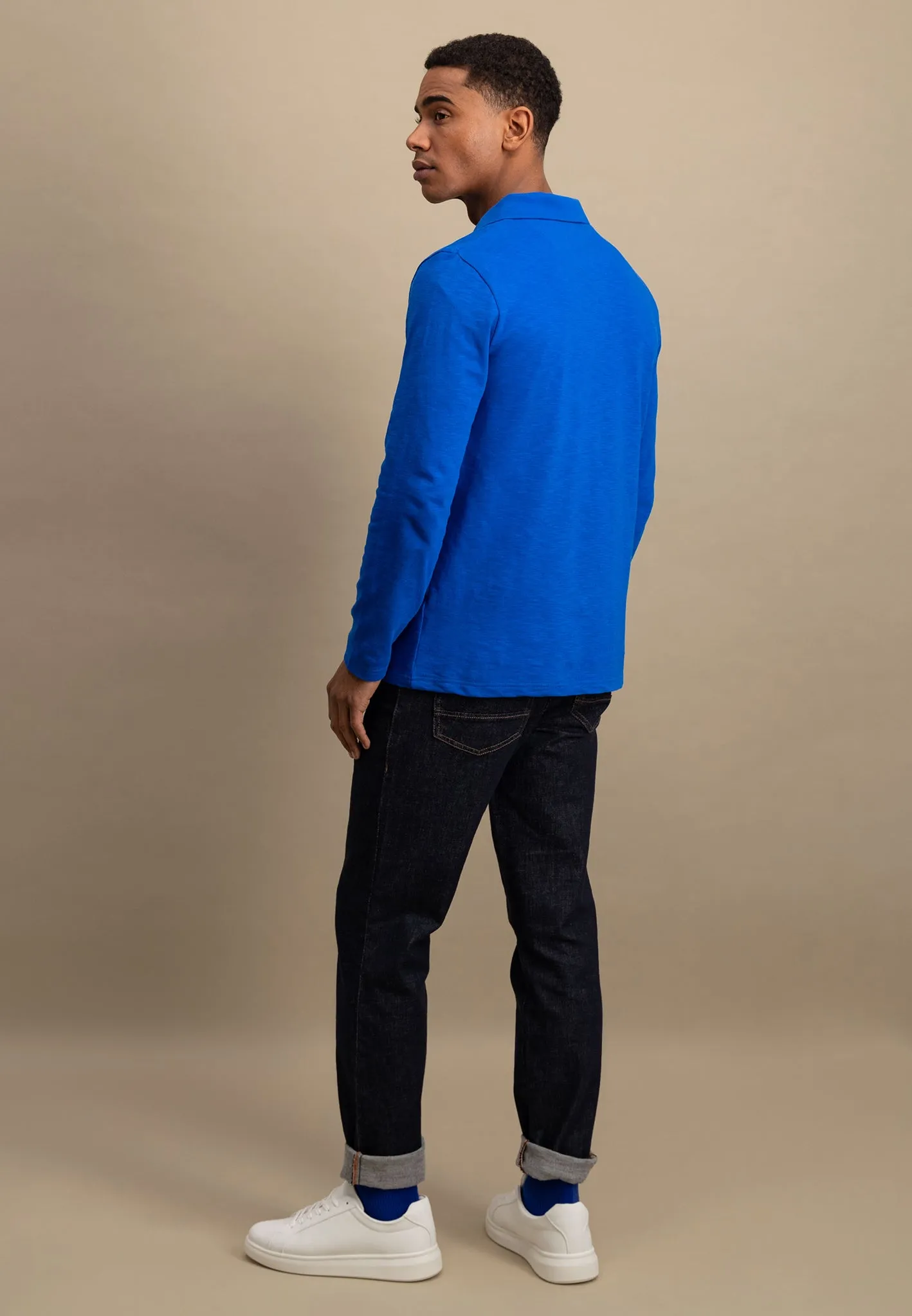 Langarm Poloshirt aus 100% Baumwolle
