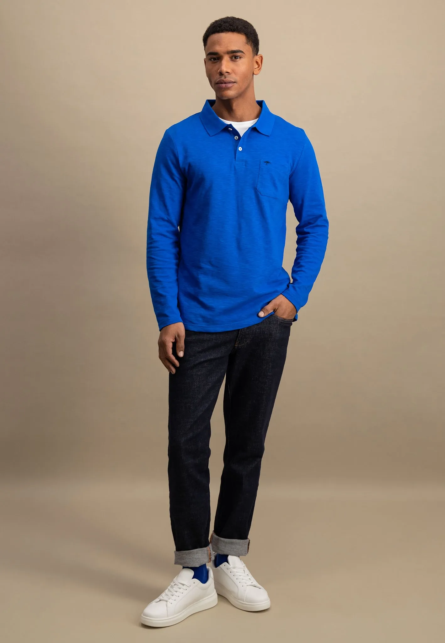 Langarm Poloshirt aus 100% Baumwolle