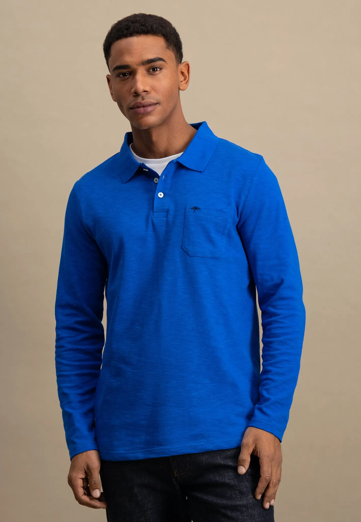 Langarm Poloshirt aus 100% Baumwolle