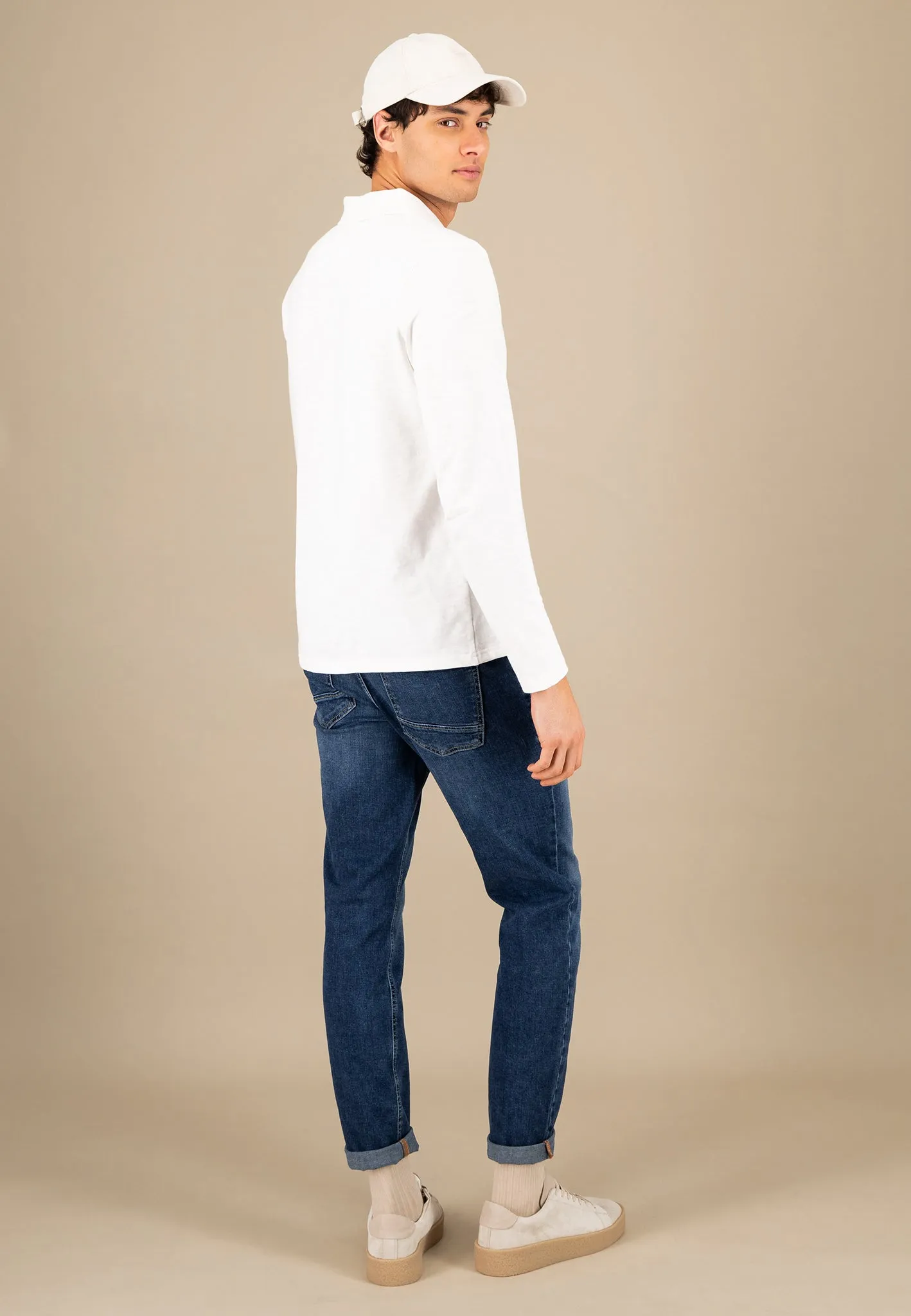 Langarm Poloshirt aus 100% Baumwolle