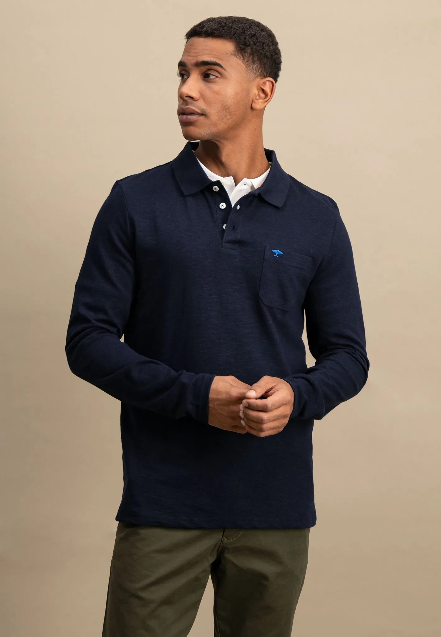 Langarm Poloshirt aus 100% Baumwolle