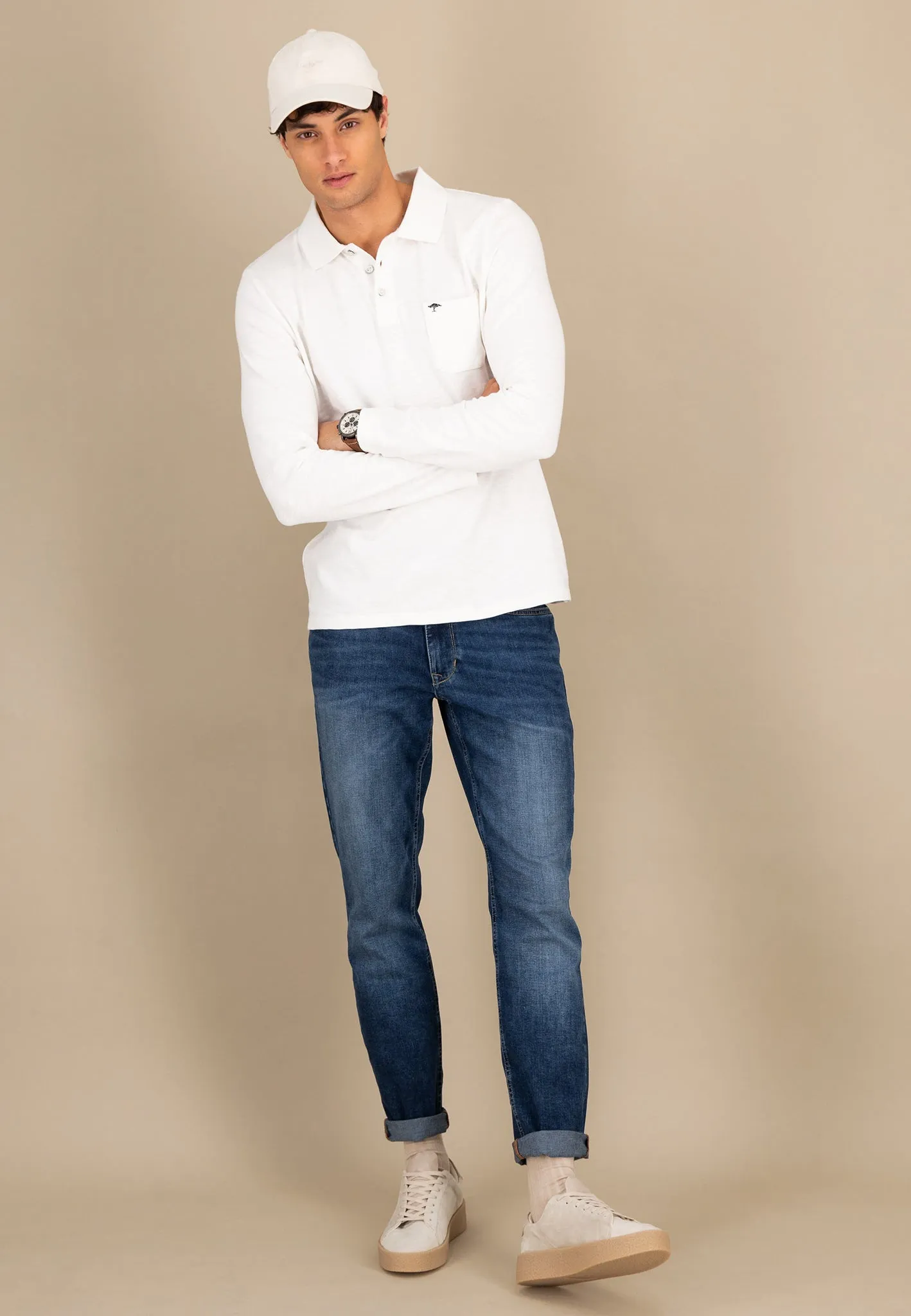 Langarm Poloshirt aus 100% Baumwolle