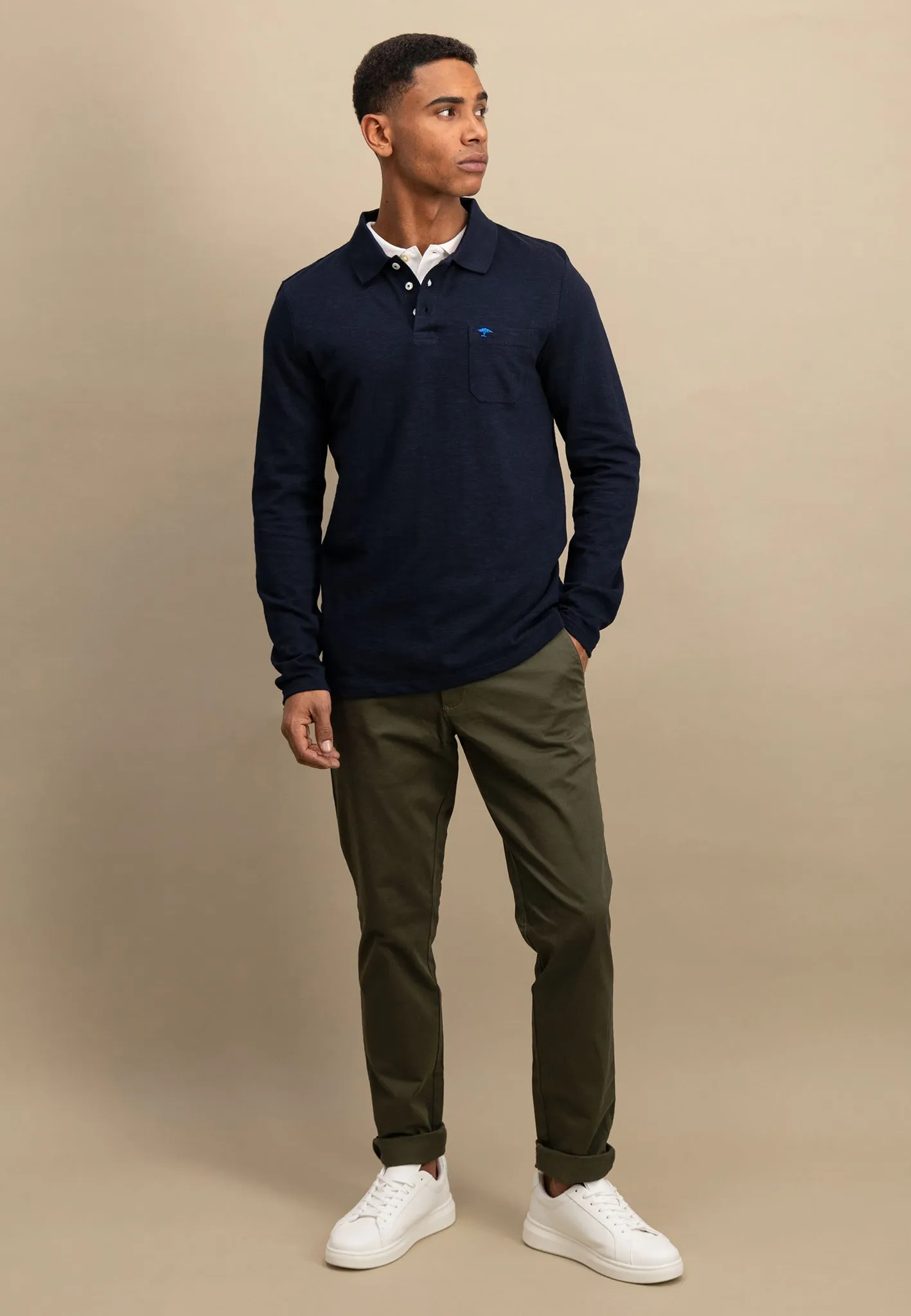 Langarm Poloshirt aus 100% Baumwolle