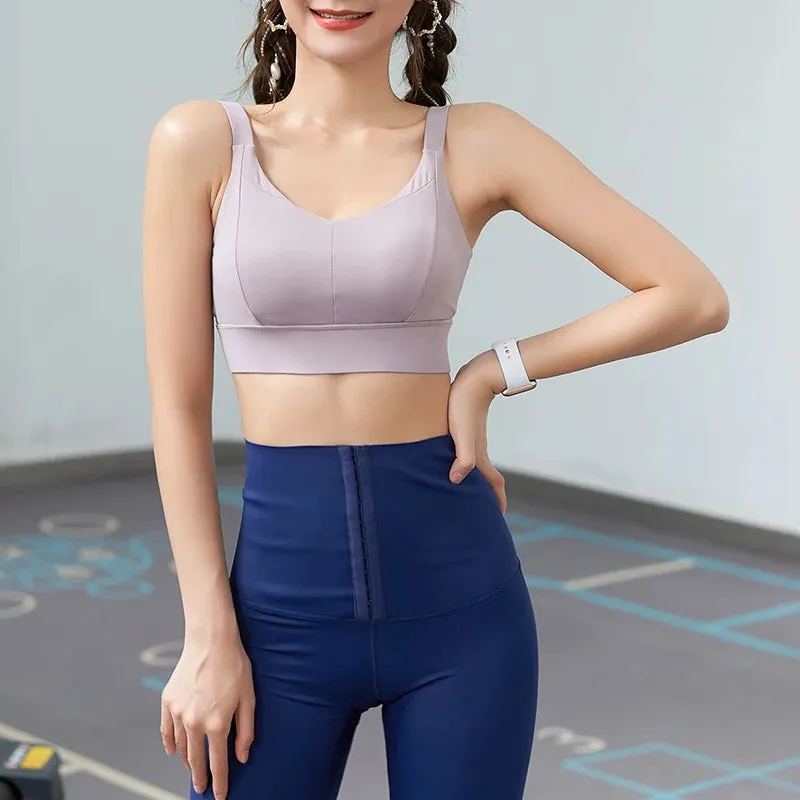 Large Size Sports Underwear Women's - Gym Running Shockproof Beautiful Back Bra, Summer Back Row Buckle Vest