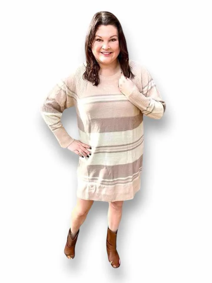 Lauren - Tan Cream Variegated Stripe