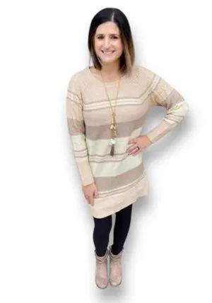 Lauren - Tan Cream Variegated Stripe