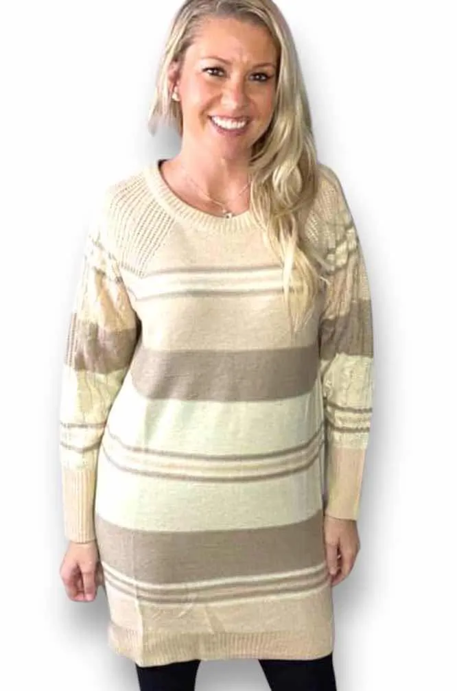 Lauren - Tan Cream Variegated Stripe